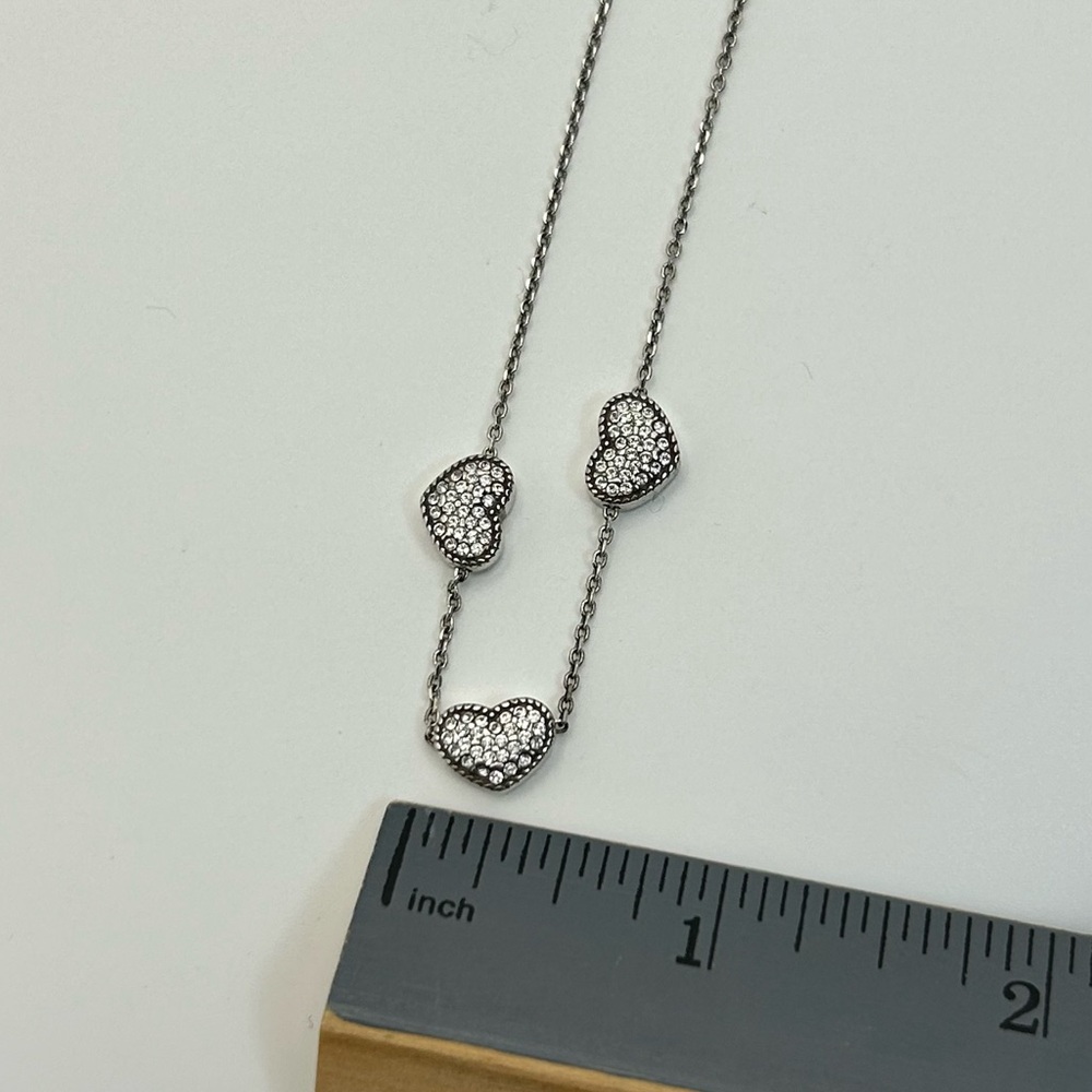 Brighton Celestia Heart Necklace 17" Silver Plated Clear Crystals Retired - Picture 8 of 8